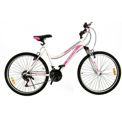 Vélo VTT Femme Prado Apache 18 Vitesses 24" Blanc/Rose