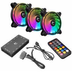 Pack de 3 Ventilateurs White Shark Nebula - LED ARGB avec LED HUB et télécommande  Palier de ventilateur Hydraulique - Couran ...