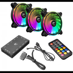 Ventilateurs White Shark Nebula LED RGB - Kit de 3 avec Hub & Télécommande