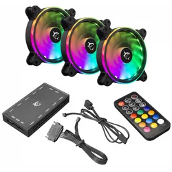 Ventilateurs White Shark Nebula LED RGB - Kit de 3 avec Hub & Télécommande