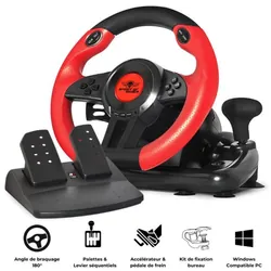 Spirit of Gamer Race Wheel Pro 1 Noir, Rouge USB Volant + pédales Analogique/Numérique PC