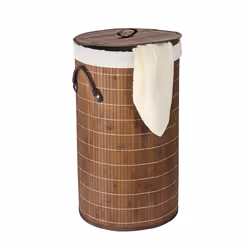 WENKO Coffre à linge Bambou Marron foncé avec sac à linge - Vue supplémentaire 2
