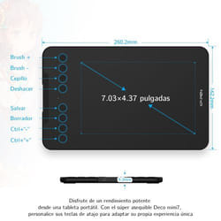 XPPen DECO MINI 7 tablette graphique Noir 5080 lpi 177,8 x 111,1 mm USB
