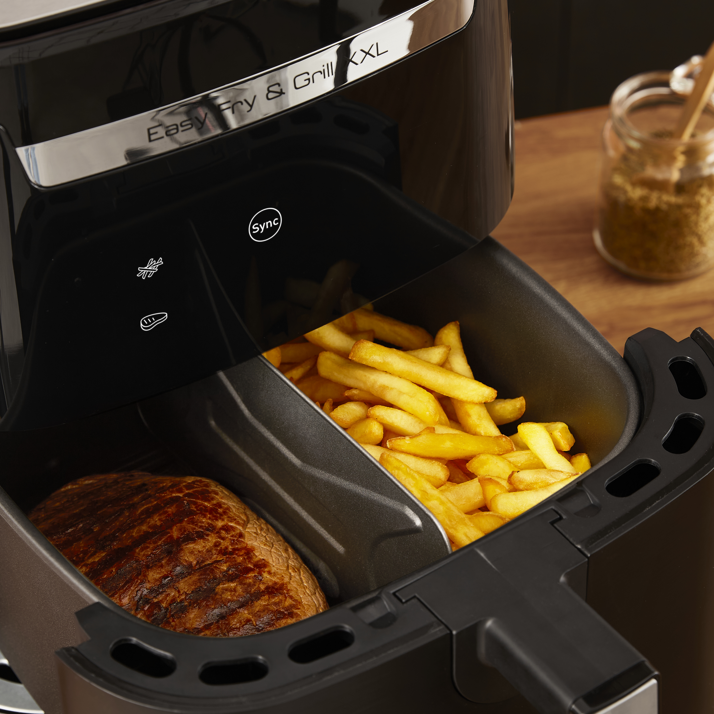 Moulinex Easy Fry & Grill XXL Unique Autonome Friteuse d'air chaud Noir,  Acier inoxydable