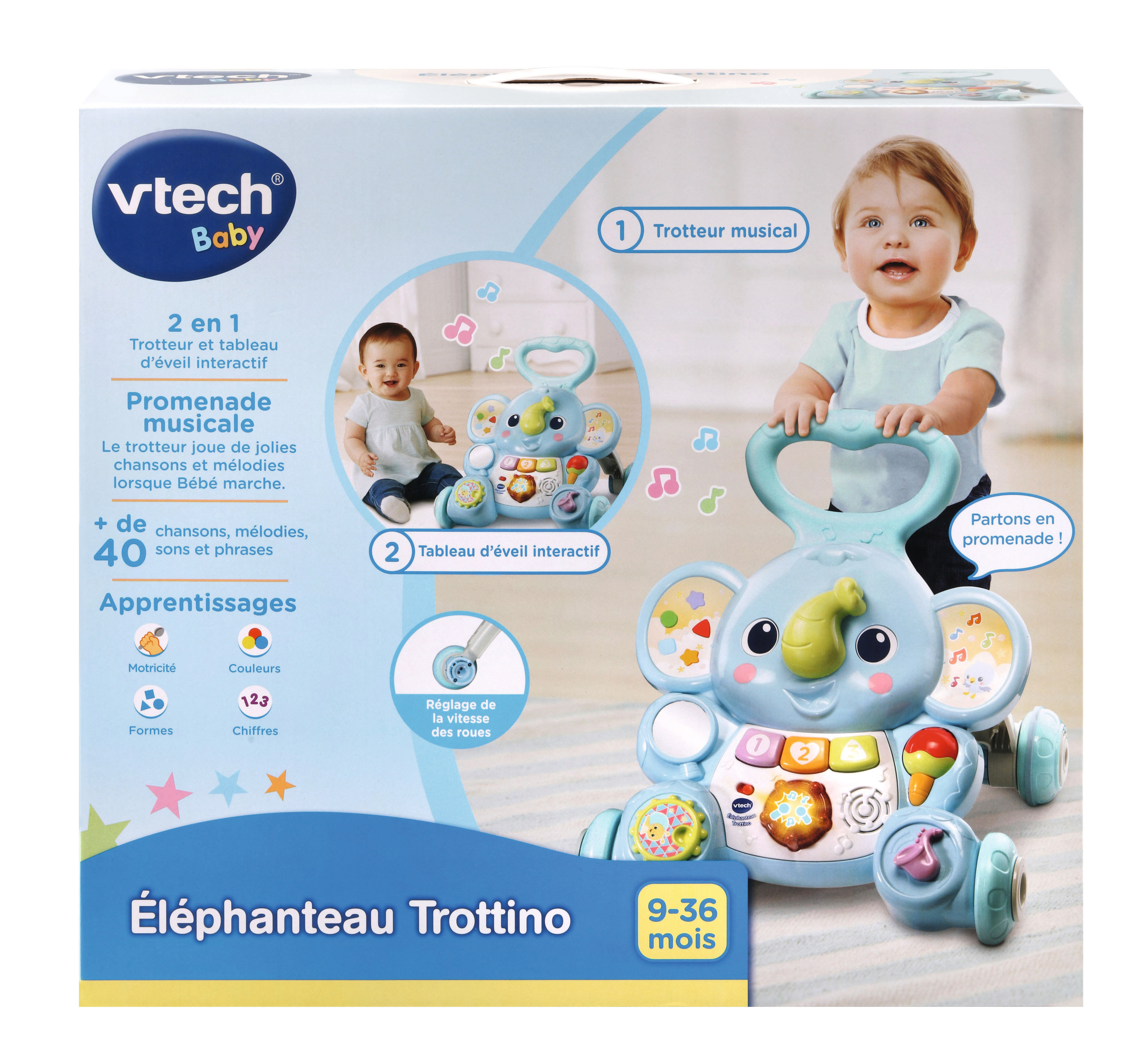 VTECH BABY - Nino, Éléphanteau Empilo 3 en 1 (Plastique Bio Sourcé)