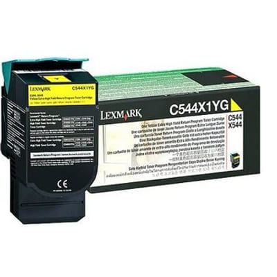 Lexmark C544, X544 Yellow Extra High Yield Return Programme Toner Cartridge (4K) Cartouche de toner Original Jaune (C544X1YG), Vue principale