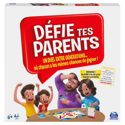 Games DÉFIE TES PARENTS - Nouvelle Edition du Jeu de Société où Parents et Enfants s'affrontent - Un Jeu de Plateau Convivial pour toute la Famille avec Questions et Défis Amusants - Jeu Enfant 6 Ans et +, Vue principale