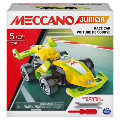 Meccano - MES PREMIÈRES CONSTRUCTIONS JUNIOR - Voiture de course, Moto, Hélicoptère ou Bulldozer - Jeu de Construction - 6055090 - Modèle aléatoire - Jouet Enfant 5 Ans et +, Vue principale