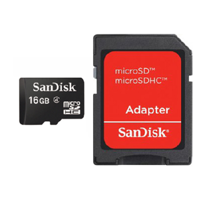 SanDisk 16GB MicroSDHC w/adapter 16 Go Classe 4