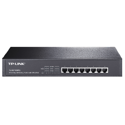 TP-Link TL-SG1008PE commutateur réseau Non-géré L2 Gigabit Ethernet (10/100/1000) Connexion Ethernet, supportant l'alimentation via ce port (PoE) Noir