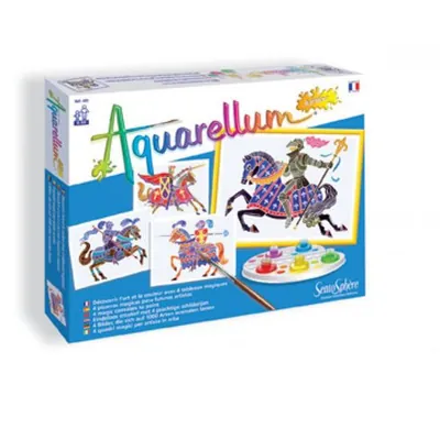 Sentosphere Aquarellum Junior: Reiter Set – 4 Malvorlagen, 5 Aquarellfarben, Pinsel & Zubehör, Ab 7 Jahren