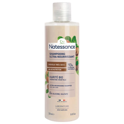 Natessance Shampoing Ultra-Nourrissant Karité Bio et Kératine Végétale 250 ml, Vue principale