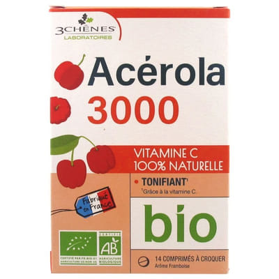 Les 3 Chênes Acérola 3000 Bio 14 Comprimés à Croquer, Vue principale