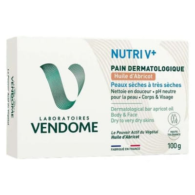 Laboratoires Vendôme Nutri V+ Pain Dermatologique Huile d'Abricot 100 g, Vue principale