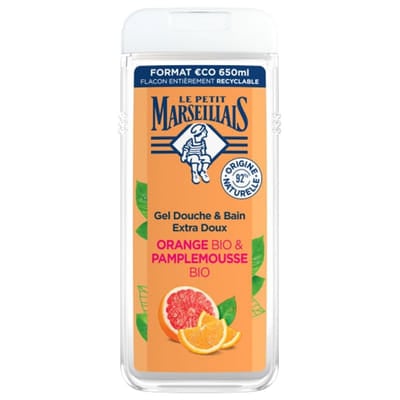 Le Petit Marseillais Gel Douche & Bain Extra Doux Orange & Pamplemousse Bio 650 ml, Vue principale