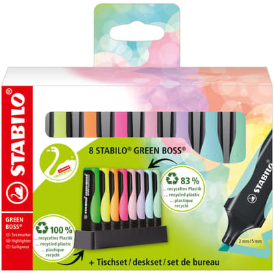 STABILO GREEN BOSS marqueur 8 pièce(s) Pointe ronde Multicolore, Vue principale