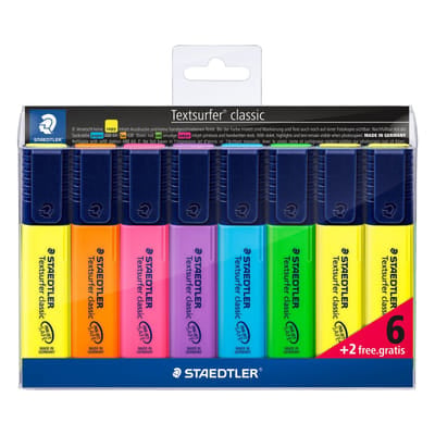 Staedtler Textsurfer classic 364 marqueur 8 pièce(s) Pointe biseautée Bleu, Vert, Orange, Rose, Violet, Jaune, Vue principale
