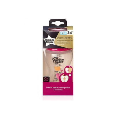 Tommee Tippee Biberon Plastique Rose 3m+ CTN 340ml, Vue principale