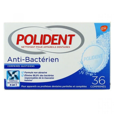 Polident Anti Bactérien 36 Comprimés, Vue principale