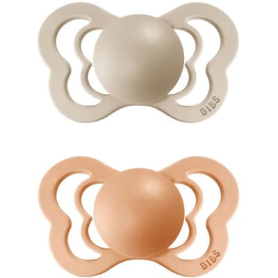 BIBS Couture Natural Rubber Size 1: 0+ months Vanilla / Peach 2 pcs, Vue principale