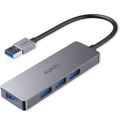 AUKEY CB-H36 hub & concentrateur USB 2.0 5000 Mbit/s Argent, Vue principale