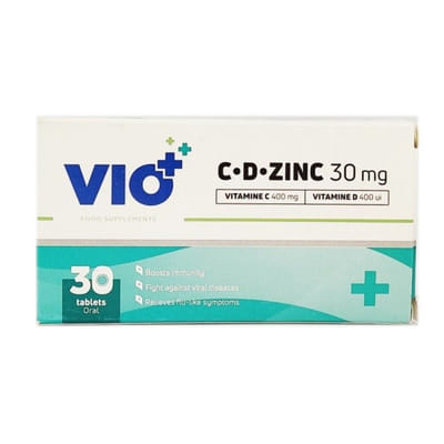 VIO+ VITAMINE C, D, ZINC 30MG 30 COMPRIMES, Vue principale