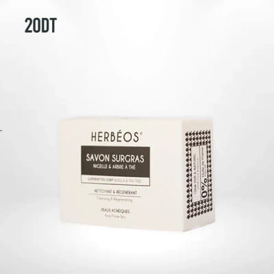 Herbéos Savon Surgras Nettoyant Régénérant Peaux Acnéique 100gr, Vue principale