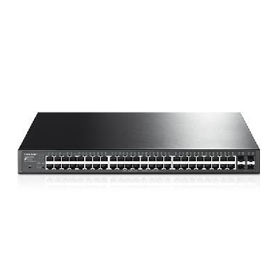 TP-Link T1600G-52PS commutateur réseau Géré L2+ Gigabit Ethernet (10/100/1000) Connexion Ethernet, supportant l'alimentation via ce port (PoE) 1U Noir