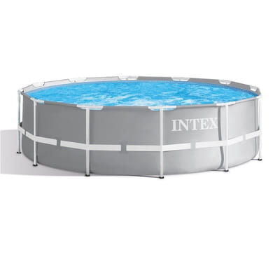Kit Piscine - INTEX Prism Frame - Ronde Tubulaire - 3,66 m x 99 cm - Gris, Vue principale
