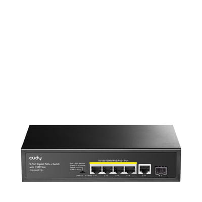 Cudy GS1005PTS1 commutateur réseau Gigabit Ethernet (10/100/1000) Connexion Ethernet, supportant l'alimentation via ce port (PoE) Noir, Vue principale