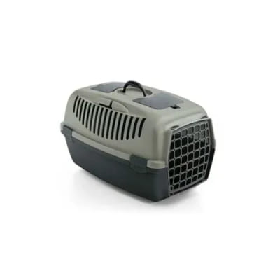 GULLIVER 3 CAGE DE TRANSPORT PORTE PLASTIQUE GRIS/VERT, Vue principale