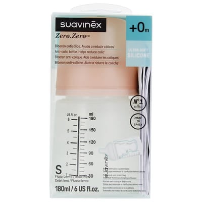 Suavinex Care Zero.Zero Biberon Anti-Colique Débit Lent 180 ml 0 Mois et +, Vue principale