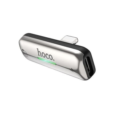 Adaptateur Lightning Hoco LS27 Iphone Charge + Audio Silver, Vue principale