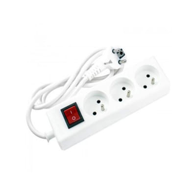 Bloc Multiprise SOMEF 3 Modules Avec Interrupteur 3.0M - Blanc, Vue principale