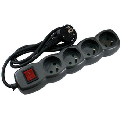 Bloc Multiprise SOMEF 4 Modules Avec Interrupteur 1.4 M - Noir, Vue principale