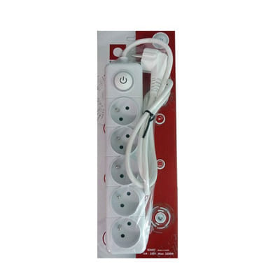 Bloc Multiprise SOMEF 5 Modules Avec Bouton Poussoir 3 M - Blanc, Vue principale
