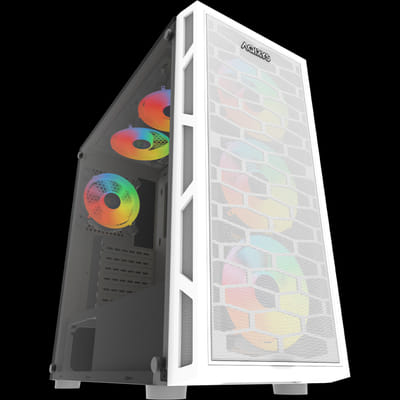 Boîtier Gamer MIDI Tour ARCTURUS Argent Éclairage RGB Blanc, Vue principale