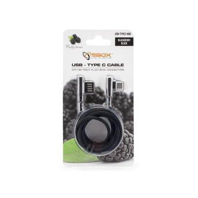 Câble SBOX 90B USB Vers USB Type C / 1.5M - Noir, Vue principale