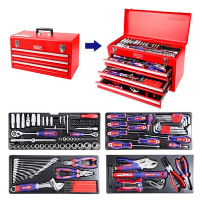 Caisse à outils métalliques EMTOP - EHTS01321 - 132 pièces, Vue principale