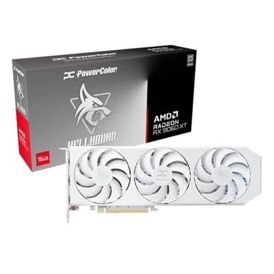 Carte Graphique POWERCOLOR Hellhound Spectral White AMD Radeon RX 9060XT 16G, Vue principale