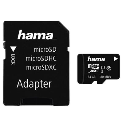 Carte Mémoire HAMA 64 Go Micro SDXC Class 10 avec Adaptateur, Vue principale