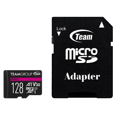 Carte Mémoire TeamGroup Micro SDXC Pro V30 U3 128 Go avec Adaptateur