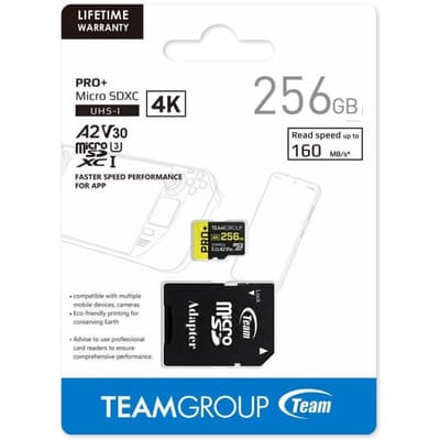 Carte mémoire TEAMGROUP A2 Pro Plus Card 256 GB Micro SDXC UHS-I U3 A2, Vue principale