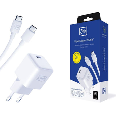 Chargeur 3mk Hyper Charger PD 25W + câble USB-C / blanc, Vue principale