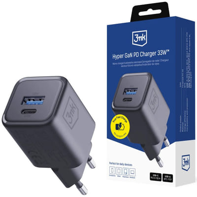 Chargeur 3mk Hyper Charger PD 33W GaN QC4+ PPS AFC FCP SCP 1A1C / Noir, Vue principale