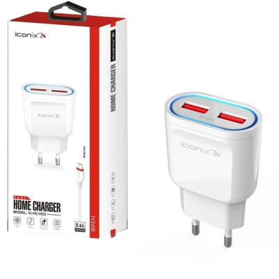Chargeur ICONIX Micro USB Double Ports 2.4A - Blanc, Vue principale