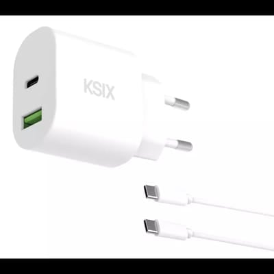 Chargeur mural KSIX 30 W / Power Delivery / Quick Charge / câble USB-C / blanc, Vue principale