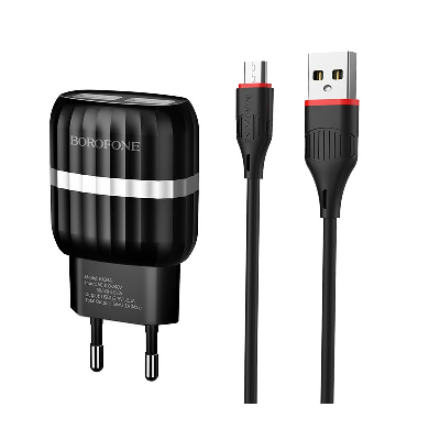 Chargeur Secteur BOROFONE Micro USB 2 Ports 2.4A - Noir