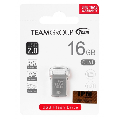 Clé USB 2.0 TeamGroup C161 - 16 Go - Silver/Blanc (TC16116GW01)