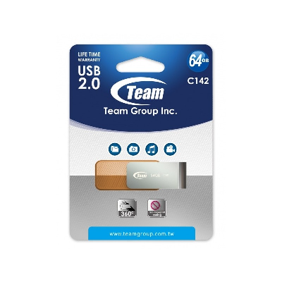 Clé USB TEAMGROUP C142 - 64 Go - Orange (TC14264GN01)